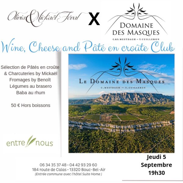 the wine, cheese & pâté en croûte club x domaine des masques 5 septembre 2024