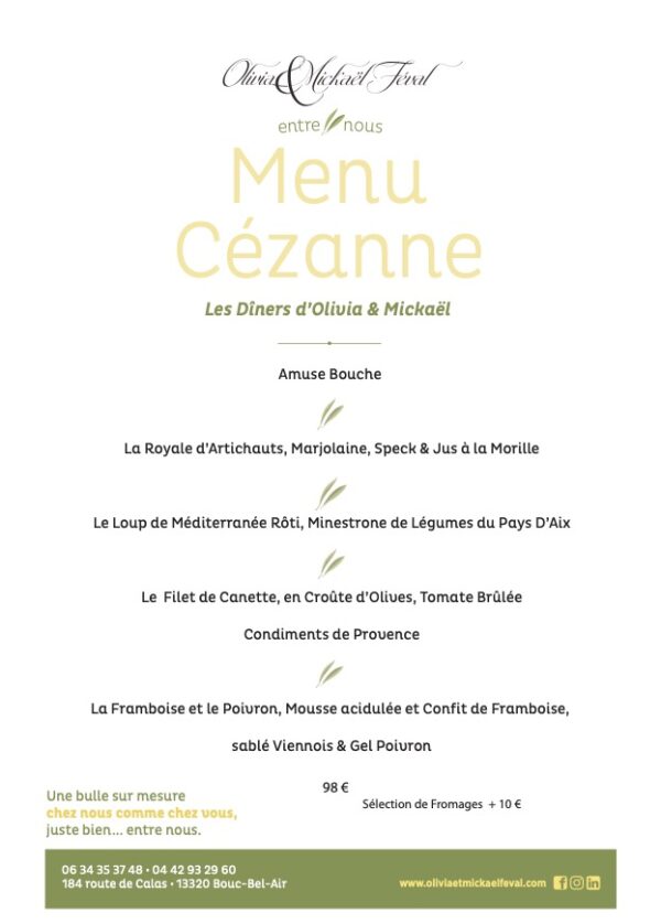 menu cézanne 2025