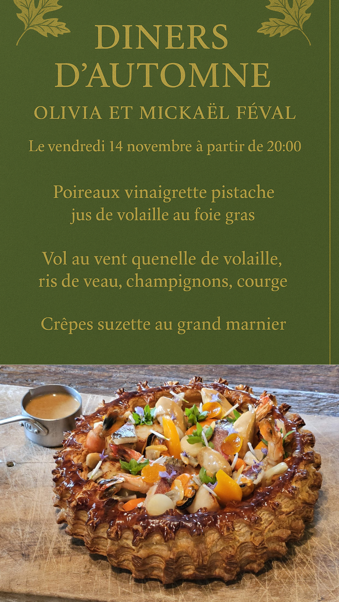 les dîners d'olivia & mickaël soirée spéciale vol au vent 14 novembre 2025