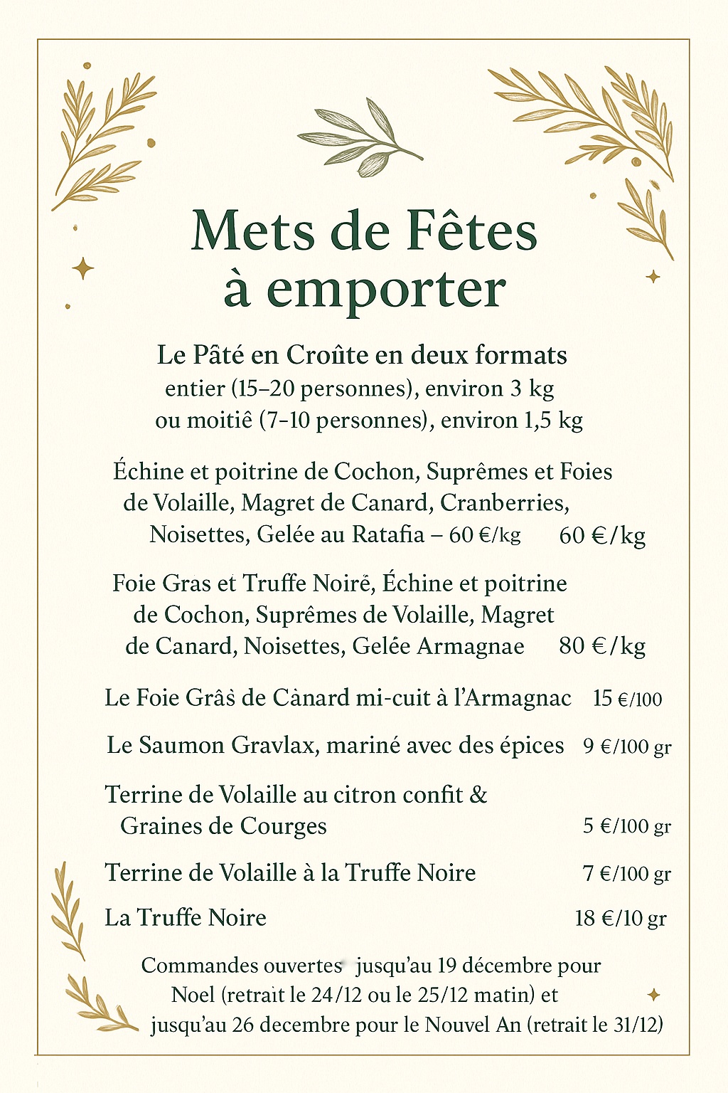 mets de fêtes 2025