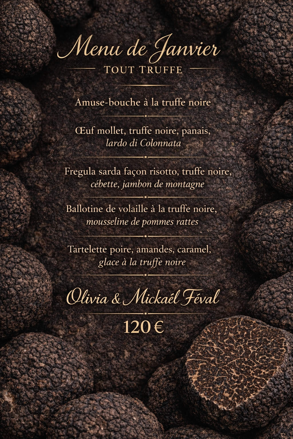 Menu tout Truffe à bouc bel air