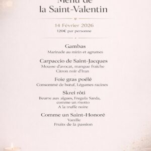 menu saint valentin 2026