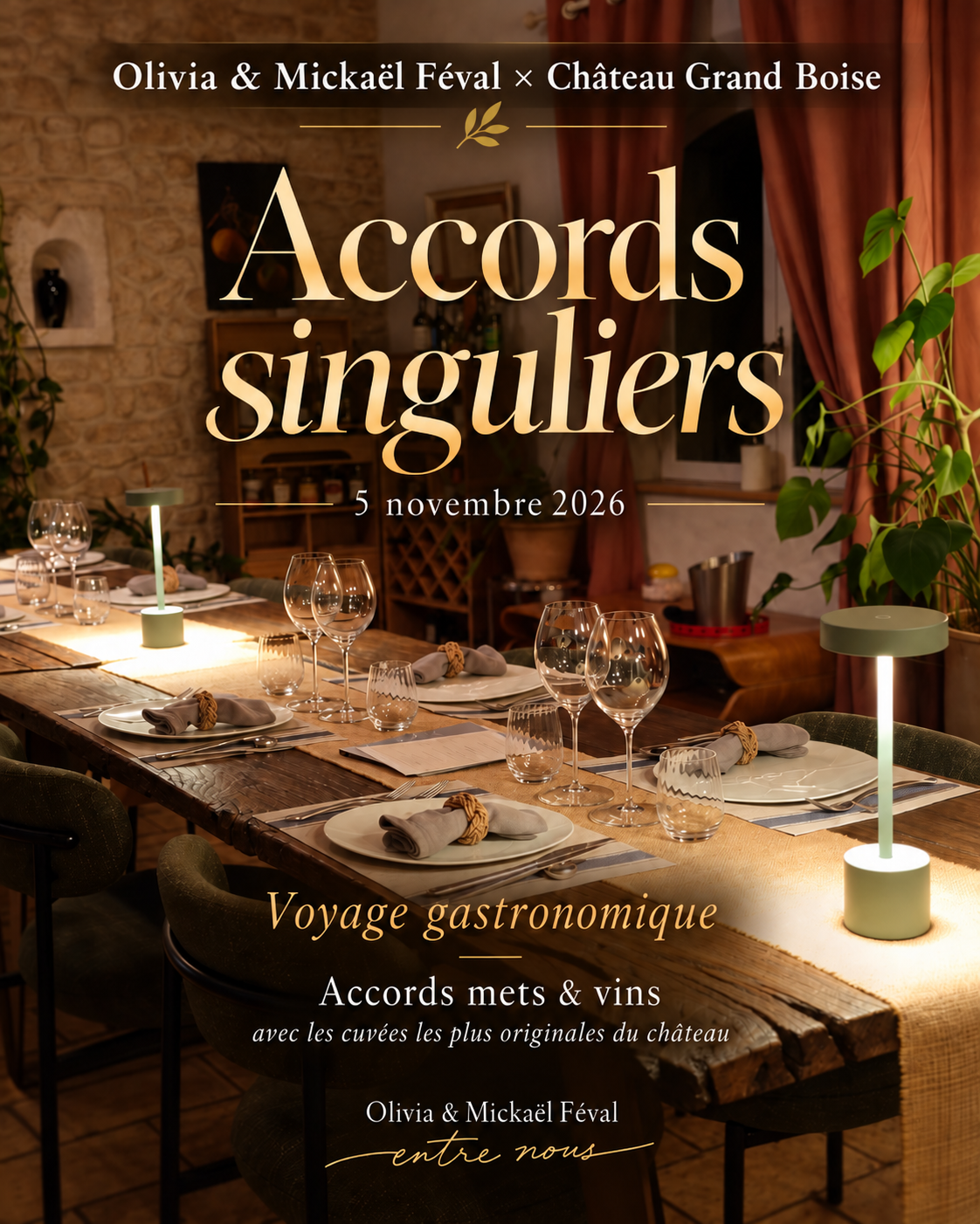 les dîners d'olivia & mickael x château grand boise 5 novembre 2026