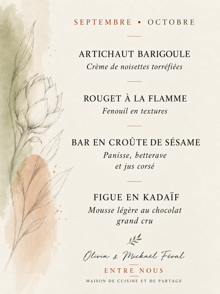 menu botanique de saison élégant